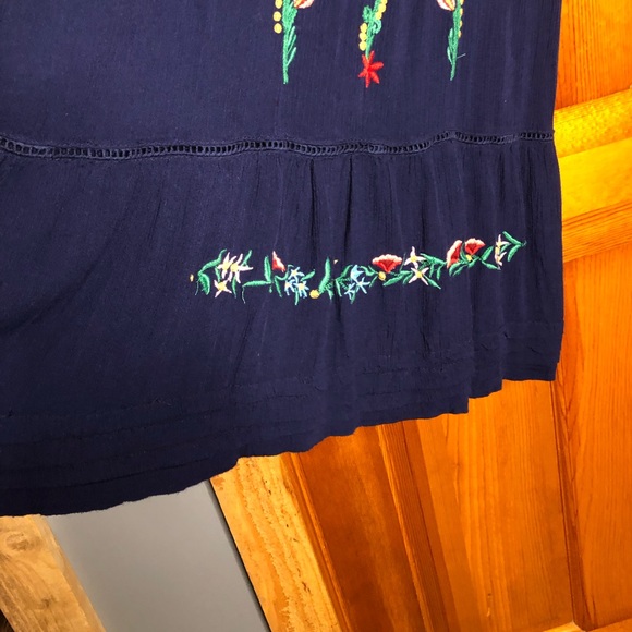 Embroidered peasant dress lined off shoulder or on blue size MEDIUM - Picture 3 of 9